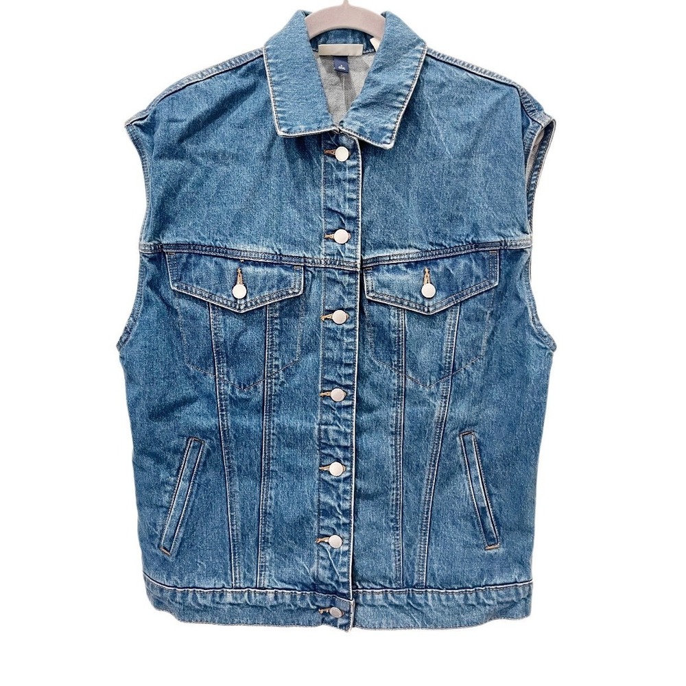 Americana 100% Cotton Denim Trucker Vest Size Small Festival‎ Boho Concert